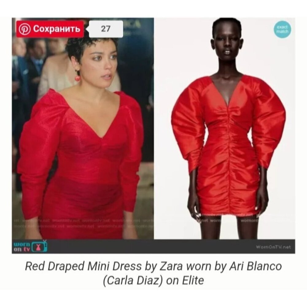 Rare Zara Red Draped Mini Dress. Size S